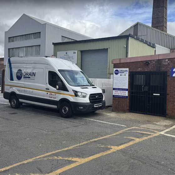 Pro Drain head office and branded drainage service van serving London and the surrounding areas.